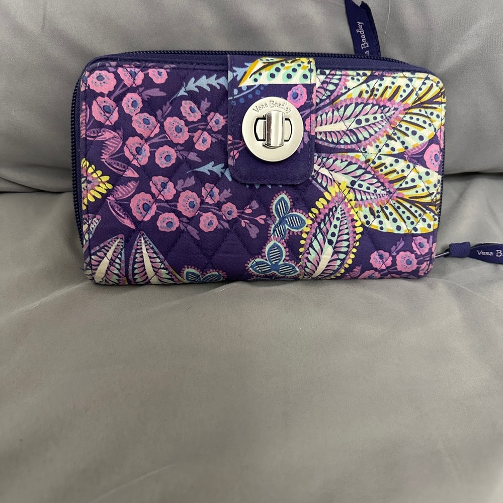 Vera Bradley Purple Wallet with Batik Leaves- NWOT